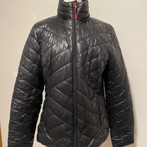 Tek Gear Women's Quilted Zip Puffer Coat Jacket Size M/M - Black/Pink